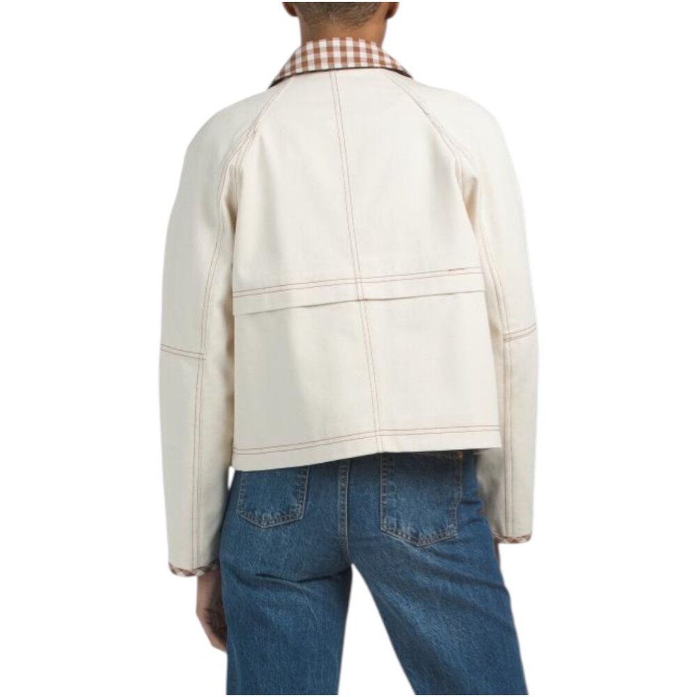 BAGATELLE COLLECTION Denim Jacket With Gingham Detailling - Picture 2 of 4
